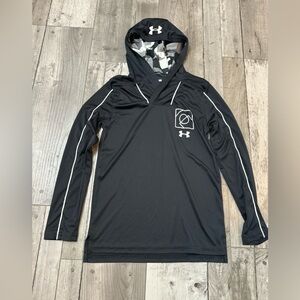 Under Armour Youth Kids Medium Black Hoodie Hooded Pullover 1/4 Zip Dri Fit